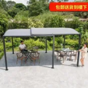 【臺灣發貨】伸縮式車庫車棚 鋅鋼烤漆加粗立柱 別墅庭院戶外遮雨遮陽棚 省空間可移動停車棚