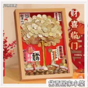 🔥台灣熱賣🔥 五角錢發財樹DIY相框桌面擺件手工金錢樹材料包生日結婚招財禮物 0720