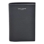 YSL 經典品牌LOGO小牛皮暗釦短夾(黑)