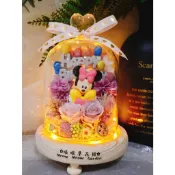 🌼🌸喵喵草花園🌻🌺🌸  ^^ 生日快樂 ^^ 米妮♥️永生花玻璃花盅｜節日禮物｜小夜燈 永生花