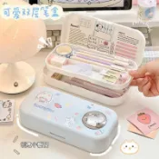 【本物研究所🎨】✨臺灣-出貨✨可愛文具盒鉛筆盒文具用品收納盒卡通兒童女生初中國小生動物兔子 文具 ins 收納 小衆