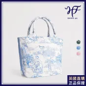 【HF】Harrods英國代購 正品 哈洛德百貨 2025新款 療癒粉嫩倫敦插圖印花厚帆布質感手提包 英國氣質立體女用包