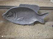 早期 民俗古物 鋁製 魚造型 鐵盤 (黑松)