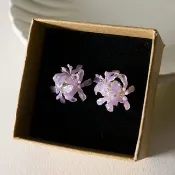 【客製化商品】曼珠沙華-樹脂耳環 紫色 彼岸花 造花液 水晶花