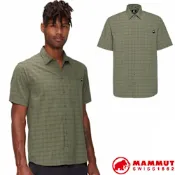  【MAMMUT 長毛象】男 Lenni Shirt AF 輕量環保快乾短袖襯衫.休閒上衣_1015-01660-40300 沼澤綠/深沼澤綠