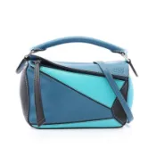 【DOKODEMO】【二手】 LOEWE Puzzle Bag Mini 兩用手提包，黑色/藍色皮革，女士，二手 B