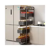 (店+)新品熱銷 廚房夾縫置物架落地多功能抽拉籃架子小推車冰箱側一體靠墻收納櫃