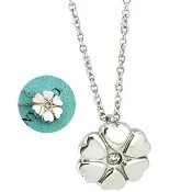 【Tiffany&Co. 蒂芙尼】925純銀-鑲鑽六瓣愛心幸運草墜飾項鍊(展示品)