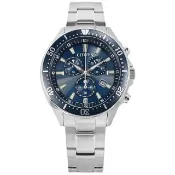 【CITIZEN 星辰】光動能 三眼計時 日期 日本機芯 防水100米 不鏽鋼手錶 藍色 41mm(VO10-6772F)