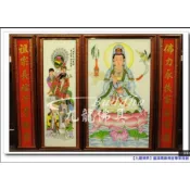 【九龍佛具】經濟型佛聯神明彩公媽聯 蓮花觀音+福祿壽+對聯 (四尺二)各尺寸均可訂作 佛像神桌佛桌佛櫥佛聯公媽龕台北板橋