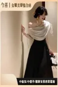 【今喜】名媛 禮服 生日裙 宴會  華爾茲 年度晚禮服修身大裙擺法式氣質斜肩宮廷赫本收腰連衣長裙