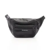 【DOKODEMO】[二手] BALENCIAGA Explorer Belt Pack Graffiti 腰包/斜背包，529550，黑色皮革。