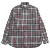 【DOKODEMO】成色極佳的BURBERRY LONDON Burberry London 8057292 100% 棉質刺繡模糊格紋紐扣法蘭絨長袖襯衫，灰色，XS 碼，正品男士