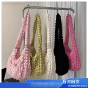 🌟台灣精品出貨免運🌟雲朵褶皺菱格大包包女2026新款大容量餃子包百搭休閒斜挎布包批發 HNKB