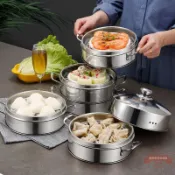 連盛 蒸籠不銹鋼蒸鍋籠屜家用蒸格沙縣小吃12cm-30cm商用蒸包子蒸饅頭