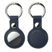 (店+)AirTag 皮革保護套 鑰匙圈保護殼 AirTag 配件 皮革鑰匙圈 適用於 AirTag 防丟追蹤器 - 海軍藍 LANS
