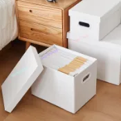 熱銷 白色 紙箱 帶 蓋 直角 收納盒  宅配箱  便利箱  帶蓋 收納箱 收納裝書家用文件儲物紙箱  可摺疊加厚收納