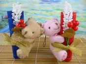 報喜小熊~2款長毛熊&杯墊糖袋.可加雪紗袋包裝.結婚禮小物二次進場送客禮品情人節贈品