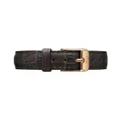 【Daniel Wellington】DW 錶帶 Petite York 黑棕壓紋真皮錶帶(DW00200152)