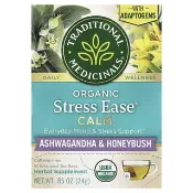 【iHerb】Traditional Medicinals, 有機 Stress Ease® Calm，南非醉茄和蜜樹茶，無咖啡萃取，16 獨立茶包，0.85 盎司（24 克）