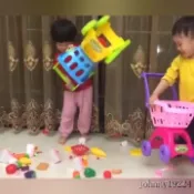 💕台湾爆款💕兒童購物車 過家家 仿真水果 收納玩具寶寶推車兒童購物小推車過家家玩具收納車切切樂仿真水果生日禮物