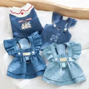 春夏季狗狗經典港風牛仔洋裝貓兩腳吊帶裙子泰迪比熊寵物狗衣服