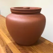宜興♦️原礦紫砂 朱泥 平蓋茶倉 容量：約4兩 尺寸：直徑約11cm高約11cm