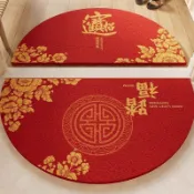 ✨好物推薦✨中式入戶門地墊絲圈進門大門家用出入新年紅色半圓喬遷門口墊地毯拼貼 地墊 止滑墊 新年地墊 喜慶地墊