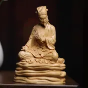 正宗小葉黃楊木雕諸葛亮孔明三國人物軍師擺件家居裝飾品紅木送禮
