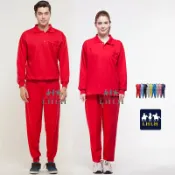 LHLH休閒品牌 紅色 套裝 素 團體服 工作服 長袖 男女 Polo衫 【現貨】