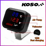 KOSO電壓表(3合1)數字LED室外溫度+USB口充電+電壓表