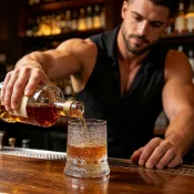 洛陽牡丹 父親節威士忌旋轉酒杯發光轉轉杯玻璃輕奢浮雕玻璃酒杯洋酒杯