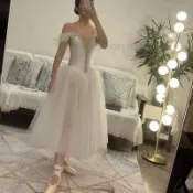 🔥熱銷🔥芭蕾舞裙兒童天鵝湖芭蕾演出服成人長款蓬蓬紗裙小天鵝錶演服舞臺 V0E0