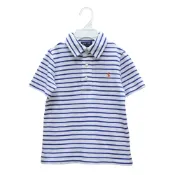 Ralph Lauren 男童經典小馬條紋短袖POLO衫-藍/白(2/2T)