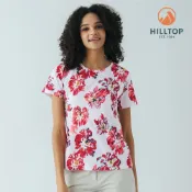 【Hilltop山頂鳥】Polygiene抗菌吸濕快乾抗UV彈性印花T恤 女款 白底紅花 |PS04XFN8ECFZ