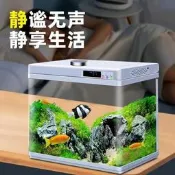 魚缸 桌面魚缸 透明魚缸 造型魚缸 小型魚缸 閩朋魚缸小型客廳2024新款免換水生態魚缸網紅智慧水族箱玻璃