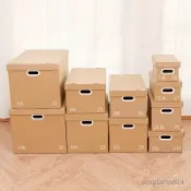 可開發票 定制 紙盒 素寫牛皮檔案箱整理紙質收納箱收納盒大號裝書有蓋零食文件紙箱 滿300元出貨