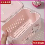 台灣出貨🔥kitty瀝水籃🚀 凱蒂貓帶蓋保鮮盒廚房冰箱食品級水果蔬菜整理冷藏收納冷凍密封盒 洗菜籃 水果藍 廚房收納