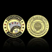 ✨藏物玩家✨德州撲克籌碼仿古電鍍金紀念章 棋牌娛樂主題硬幣 娛樂周邊幸運收藏桌面擺飾