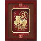 立體金箔 掛畫 豬年系列【福壽雙全】雅鑑鑫品 免運費【華真藝廊】