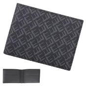 dunhill 滿版LOGO老花PVC防刮皮革8卡短夾/男用皮夾(黑色)｜GoBrand購名牌
