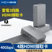 ACASIS阿卡西斯 4路HDMI外置雷電3頻道採集卡 攝像機直播 Vmix導播切換算機筆記本Switch/PS4遊戲