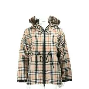 【BURBERRY 巴寶莉】Vintage 格紋徽標 抽繩連帽外套 女款-卡其色