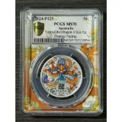 【PCGS MS70 滿分】2024 澳洲伯斯鑄幣廠 龍年展會限定 1/2 盎司彩色紀念銀幣 9999銀