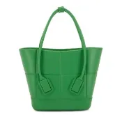 【BOTTEGA VENETA 寶緹嘉】691194 經典Arco Rubber系列大格編織橡膠手提小托特包(綠色)