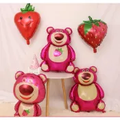 【24小時出貨】草莓熊氣球兒童生日派對裝飾布展草莓熊鋁箔氣球幼兒園派對背景用生日佈置 派對佈置 生日氣球 派對氣球