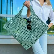鉤針編織 NetBAG、鉤針編織拉菲草包、鉤針編織肩背包 紙纖維紗線包