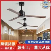 【可刷卡】吊扇大風力變頻商用復古木紋工業風扇吊扇家用客廳辦公室吊頂電扇