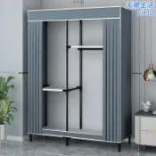 天際生活 【加粗加固】布衣櫃 簡易衣櫃 衣櫥 收納櫃 鋼管衣櫃 防塵衣櫃 免工具組裝 臥室用 出租房適用 結實耐用 輕巧好搬移