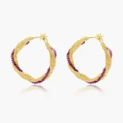 【Olivia Yao Jewellery】十周年紀念款  天然紅寶石 麻花耳環(Adamas Collection/特殊金工工藝)
